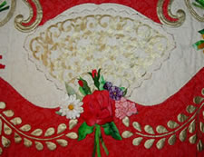 Closeup of fan and bouquet